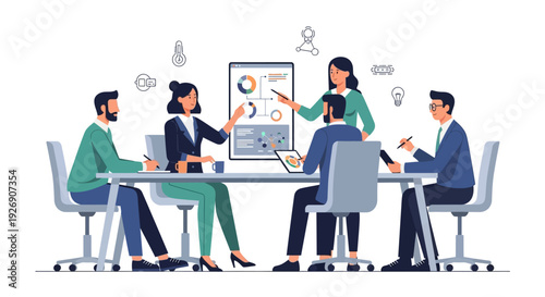 Business Meeting Team Collaboration Strategy Discussion.