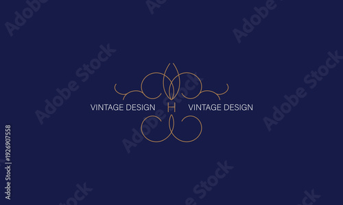 Modern logo with elegant lines and letter H. Monogram design elements, corporate identity sign for restaurant, royalty, boutique, cafe, hotel.