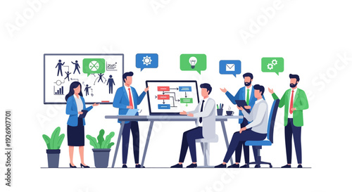 Business Meeting Team Collaboration Strategy Discussion.