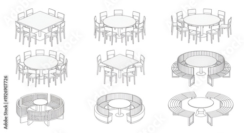 Top view of a technical CAD drawing for a modular outdoor chair
