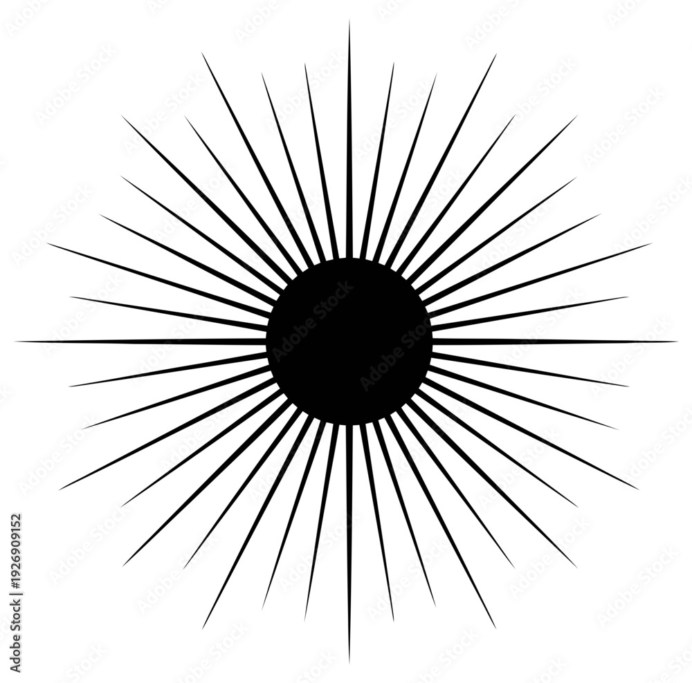 Fototapeta premium Sunburst vector radial rays circle isolated black vintage emblem