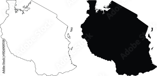 Tanzania Map Outline And Silhouette africa