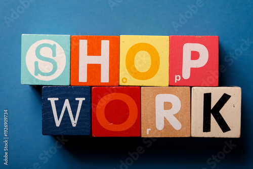 Colorful wooden blocks spel...