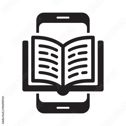 Digital reading an open book displayed on a smartphone screen