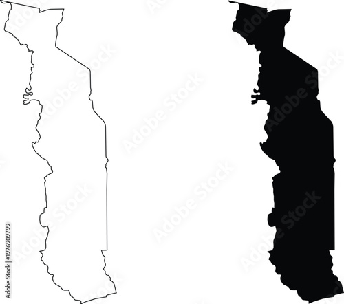 Togo Map Outline And Silhouette africa country