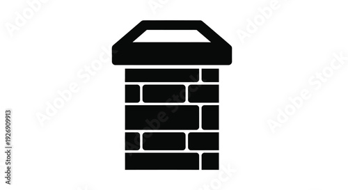 Simple black silhouette of a brick column with a flat top