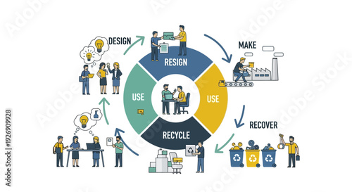 Circular Economy Business Model Cycle Illustration.