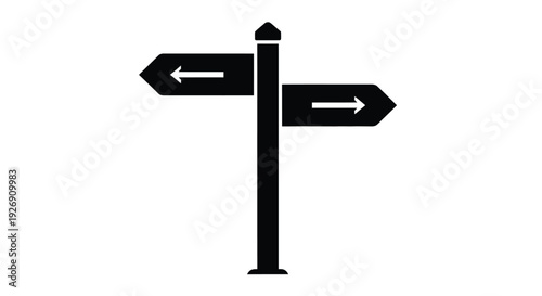 Black signpost with directional arrows a minimalist silhouette