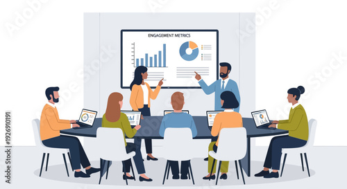 Business Meeting Presentation with Diverse Team Collaborating.