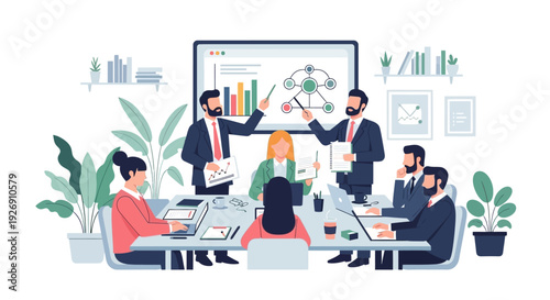 Business Meeting Presentation with Diverse Team Collaborating.