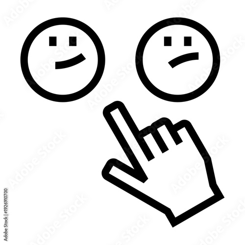 Icono de selección de reacción. Decisión interactiva, evaluación emocional, respuesta digital, preferencia del usuario, elección de opinión. Ilustración vectorial lineal