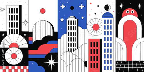 Scandinavian Minimal SF Skyline Vector SVG Set – Clean San Francisco Banner, Card, Flyer Design with Modern Line Art, Minimalist Urban Silhouette & Elegant Aesthetic