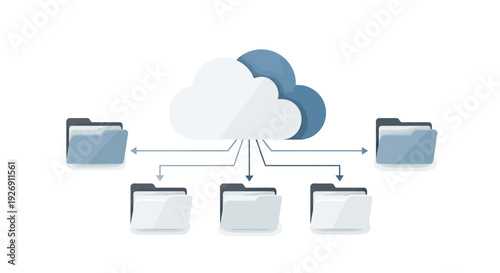 Cloud storage and data synchronization concept illustration.