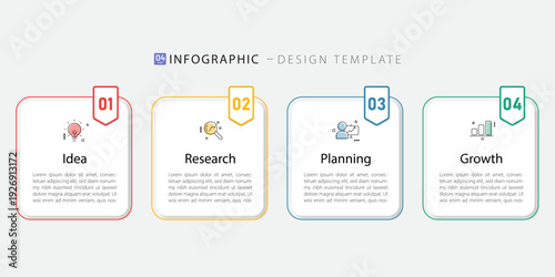 Infographic template. 4 Step timeline journey, Flat simple infographics design template. presentation graph. Business concept with numbers 4 options or steps vector illustration.