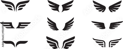 wing vector pack nine wing silhouettes for logo identity mark