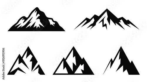 Mountain Silhouettes Collection Vector Illustration