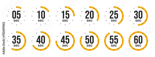 Timer icons showing 5 to 60 seconds intervals for countdown