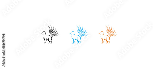 Winged horse logo vector set