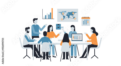 Business meeting with diverse team collaborating on project strategy.