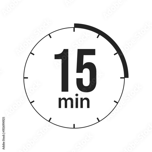15 minutes timer icon showing quarter hour interval for countdown