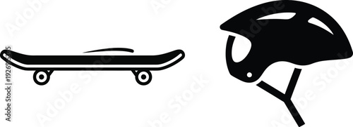 Skateboard and bicycle helmet icons