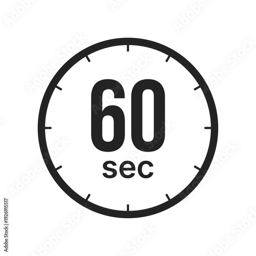 60 seconds timer icon for countdown and time measurement