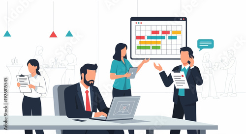 Business Team Collaborating on Project Management Strategy.