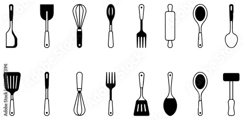 kitchen utensil icon set