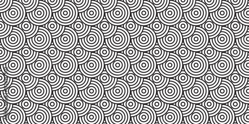 seamless pattern with circles white and balck overlap swirl fabric vector overlapping textile background.
