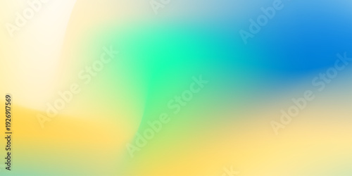 Soft Green Blue Yellow Gradient Abstract Background. Vivid blurred colorful wallpaper background. Pastel Smooth Gradient Background .  Trendy fluid wave 3d rendering. Abstract stylish blurred texture
