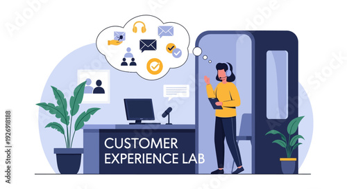 Customer Experience Lab with Person in Booth.
