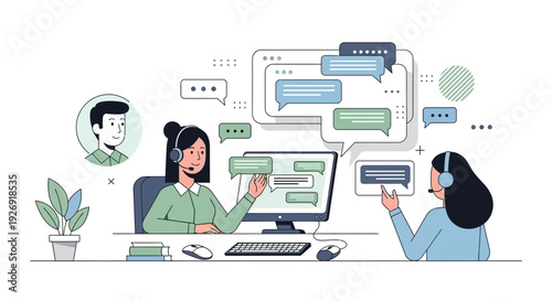 Customer Service Representatives Communicating Through Digital Channels.