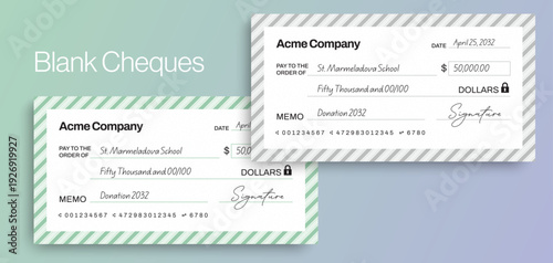 Giant Blank Check Template for Donation Ceremony Presentation Cheque