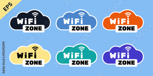 Wifi zone sticker cloud collection