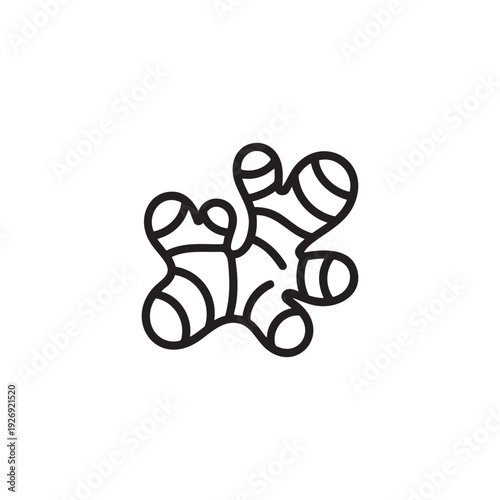 Ginger Root Outline Icon Simple Hand Drawn Line Vector Illustration
