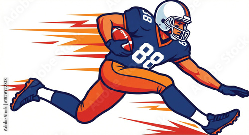 American Football Player Running with Ball Vector