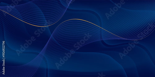 abstract blue wavy background with gold line wave, can be used. vector eps10