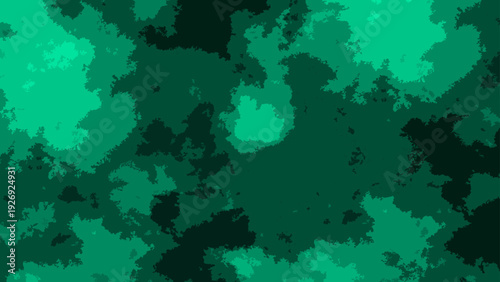 Vector Abstract emerald camouflage pattern, mimicking woodland canopy, with intricate brushstrokes of varied tones of green Design