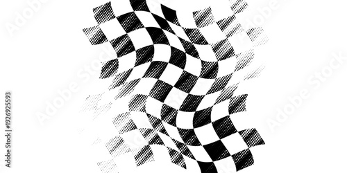 Racing flag grunge design of vector car race sport, auto rally and motocross.