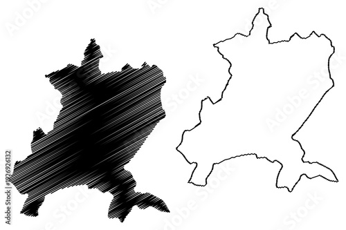 Zunheboto district (Nagaland State, Republic of India) map vector illustration, scribble sketch Zunheboto map