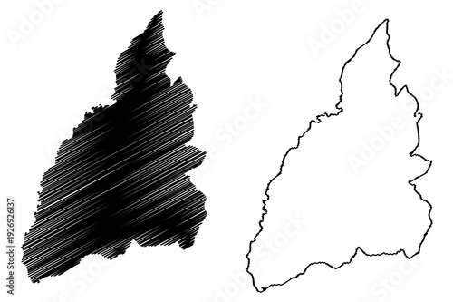Wokha district (Nagaland State, Republic of India) map vector illustration, scribble sketch Wokha map