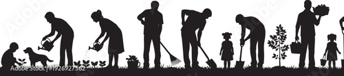 Gardening Community Silhouettes