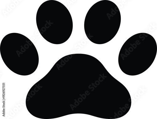 Simple Paw Print Icon Silhouette for Pet Care, Animal Tracking, Veterinary Clinics, Dog and Cat Branding, Logo Design, App Symbols and Web Graphics