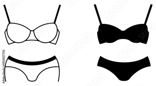 bikini swimsuit swimwear icon set
