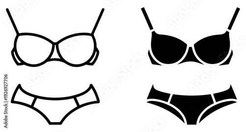 bikini swimsuit swimwear icon set