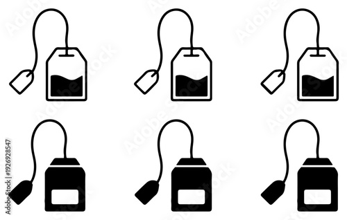 tea bag herbal vector icons set