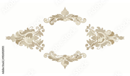Eastern style ornamental floral lace frame vector with gold border and text space
