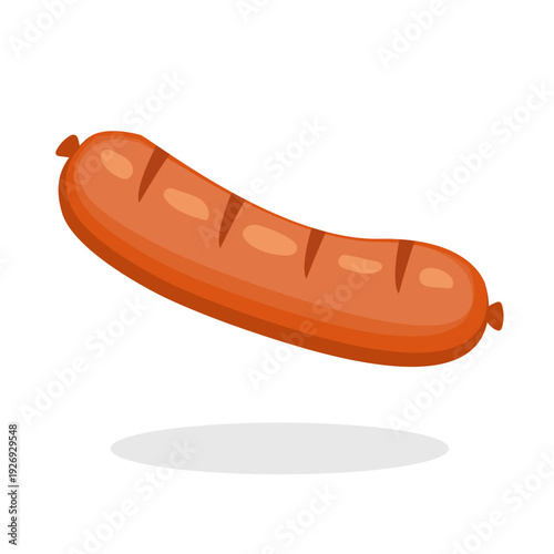 Sausage illustration isolated on a plain background viewed from a slight angle