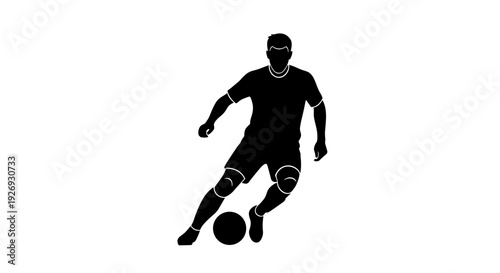 Vector illustration of a soccer player kicking a ball with dynamic movement from a side viewpoint on a sports field.