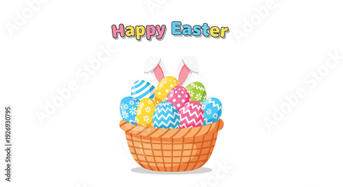 Easter basket with colorful eggs